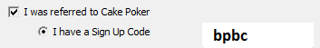 cake poker sign up code
